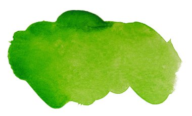 Beyaz üzerinde suluboya yeşil leke. El yapımı element, fotoğrafçılık dokusu kağıt yuvarlak kenarlara boya sıçratır