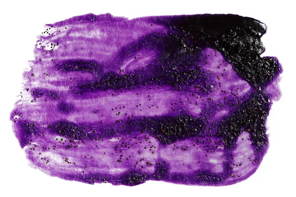 Mancha Púrpura Escura Com Brilhos Dentro Esmalte Fundo Branco Modelo — Fotografia de Stock
