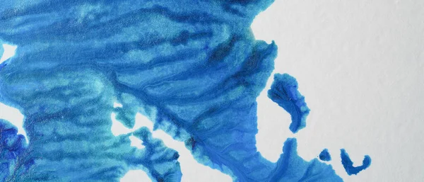 Modrá Akrylová Barva Papíře Pozadí Ručně Malovaných Skvrn — Stock fotografie