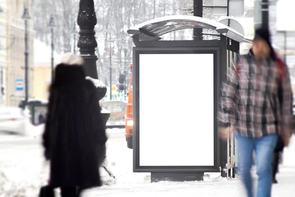 Billboard Bus Stop Snow Winter — Stock Photo, Image