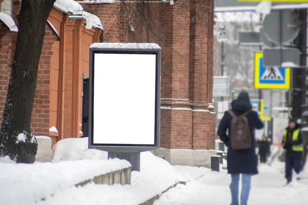 Cartellone Verticale Città Con Neve Inverno — Foto Stock