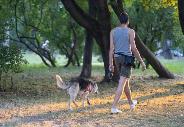 Parkta köpeği gezdiriyorum..