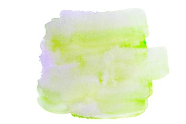 Beyaz arka planda kağıt desenli suluboya sarı leke. Tasarım ögesi için freehand boya lekesi