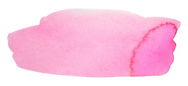 Beyaz arka planda kağıt desenli suluboya pembe leke. Tasarım ögesi için freehand boya lekesi
