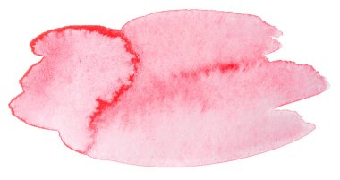 Beyaz arka planda kağıt desenli kırmızı suluboya leke. Tasarım ögesi için freehand boya lekesi