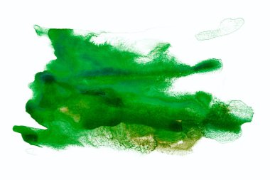 beyaz arkaplanda yeşil suluboya sıçraması.