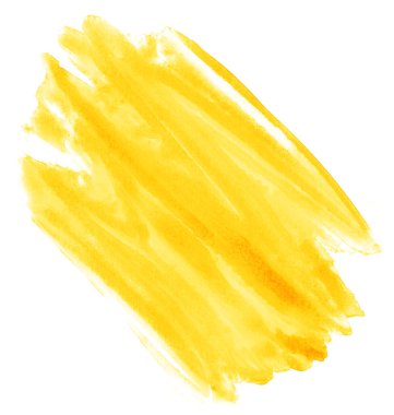 sarı suluboya fırça darbesi beyaz arkaplanda izole