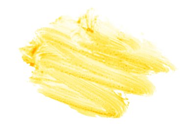 Sarı boya fırçası darbesi beyaz arkaplanda izole