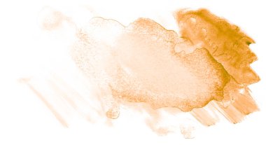 Beyaz üzerine izole edilmiş, sıvı bir kova boyası ile soyut suluboya arka plan görüntüsü. Sarı tonları