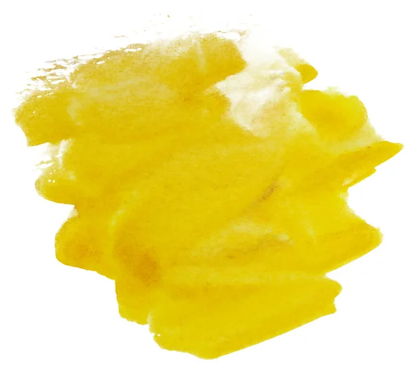 Mancha Color Amarillo Acuarela Sobre Fondo Blanco Aislado Dibujado Por — Foto de Stock