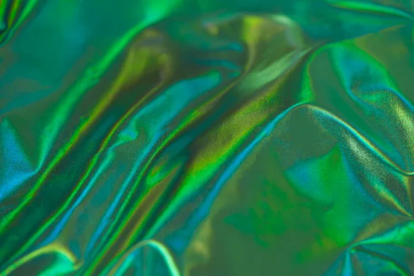 Holografische Iriserende Zeemeermin Folie Textuur Groen Futuristische Neon Kleuren Metallic — Stockfoto