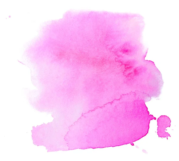 Aquarell Beize Mit Papierstruktur Auf Weißem Hintergrund Rosa Freihand Farbfleck — Stockfoto