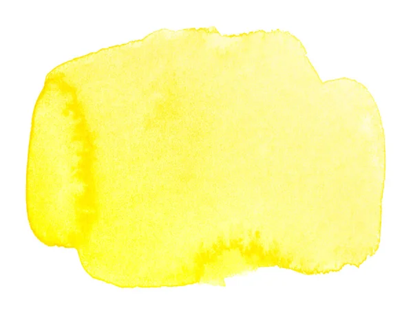 Mancha Acuarela Fondo Amarillo Con Textura Papel Sobre Fondo Blanco — Foto de Stock