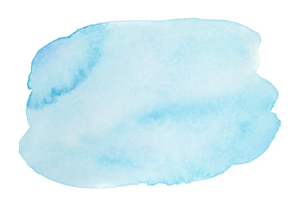 Blauer Aquarellfleck Mit Papierstruktur Auf Weißem Hintergrund Freihand Farbfleck Für — Stockfoto