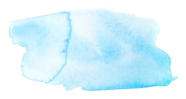 Acquerello Macchia Blu Con Texture Carta Sfondo Bianco Colorazione Mano — Foto Stock