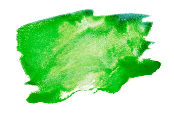 Grön Akvarell Färg Stänk Isolerad Vit Bakgrund — Stockfoto
