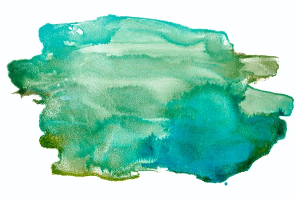 Watercolor Hand Drawn Green Paint Stain White Background — Stock Photo, Image
