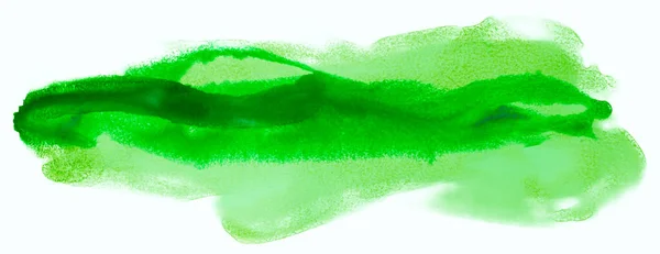 Verde Acuarela Pincelada Pincelada Sobre Fondo Blanco —  Fotos de Stock