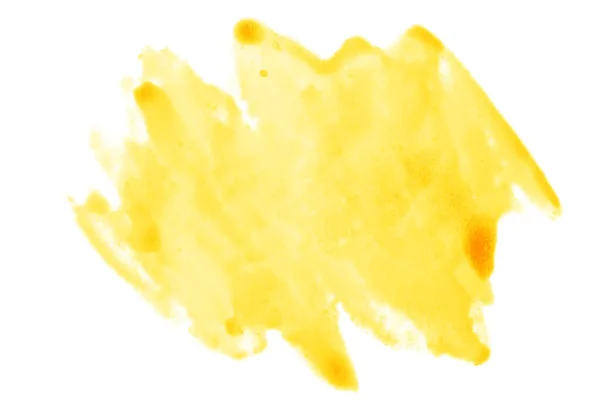 Жовта Акварельна Фарба Сплеск Білому Тлі — стокове фото