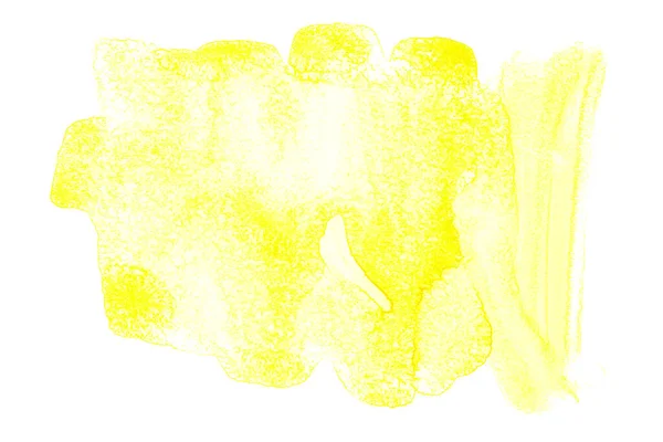 Абстрактный Акварель Ручной Работы Желтая Краска Текстура Изолированы Белом Фоне — стоковое фото