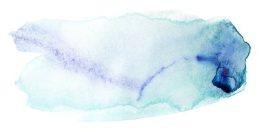 Beyaz arkaplanda grunge mavisi suluboya lekesi