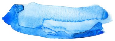 Beyaz arkaplanda mavi suluboya el resmi.