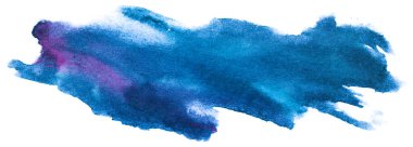 Beyaz arkaplanda mavi suluboya lekesi izole edildi