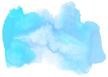 Beyaz arkaplanda mavi suluboya lekesi izole edildi