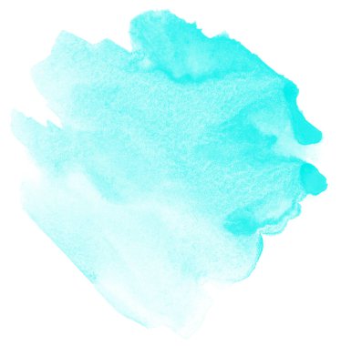 Beyaz arkaplanda mavi suluboya lekesi izole edildi