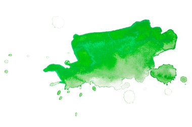 yeşil suluboya leke, beyaz arkaplan kağıt dokusu üzerinde izole