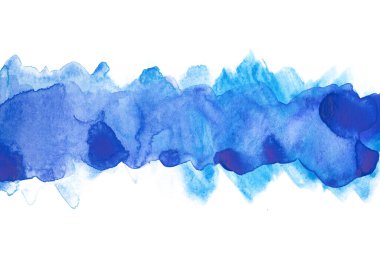 suluboya mavi çizgili fırça darbesi kartpostal arka planı beyaz desenli kağıt üzerinde tasarım için. Soyut kenarları olan el çizimi.