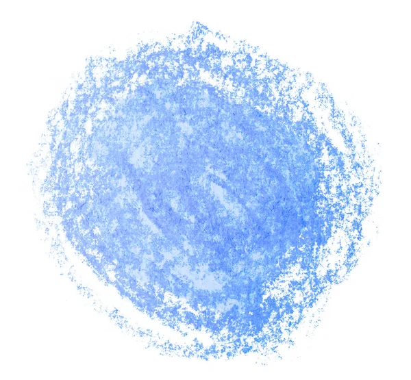 Mancha Crayón Redondo Textura Azul Claro Sobre Fondo Blanco — Foto de Stock