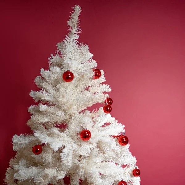 Christmas Tree Background White Red Background — Stock Photo, Image