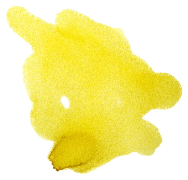 Желтые Пятна Краски Акварельные Пятна Бумаге — стоковое фото