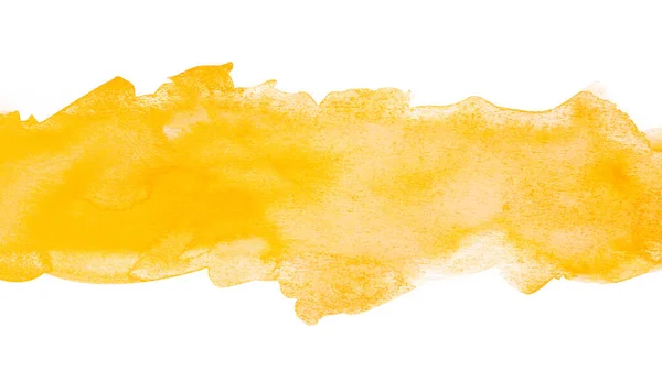 Żółty Pasek Akwarelowy Teksturą Papieru Brzegami Akwareli — Zdjęcie stockowe