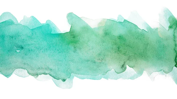 Een Groene Streep Met Een Blauwe Tint Van Kleur Aquarelelement — Stockfoto