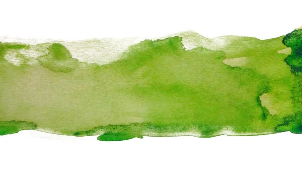 Grön Remsa Med Platt Yta Akvarell Struktur Vit Bakgrund — Stockfoto