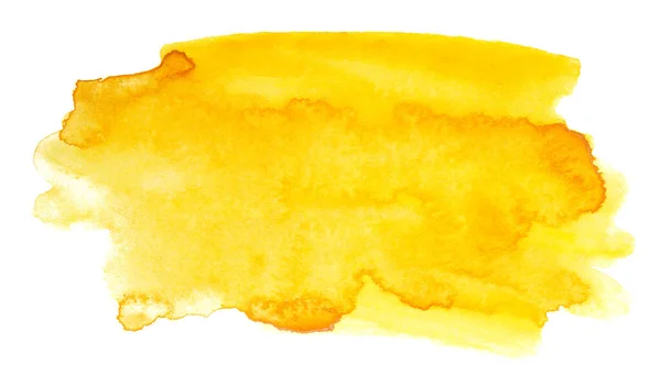Mancha Aquarela Elemento Amarelo Para Design Desenhado Mão — Fotografia de Stock