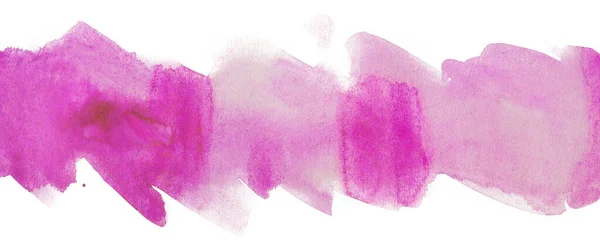 Faixa Aquarela Rosa Sobre Fundo Branco Com Gotas Tinta Pinceladas — Fotografia de Stock