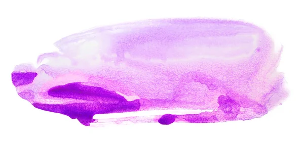 Фиолетовое Пятно Акварелью Насыщенный Полупрозрачный Элемент Белом — стоковое фото
