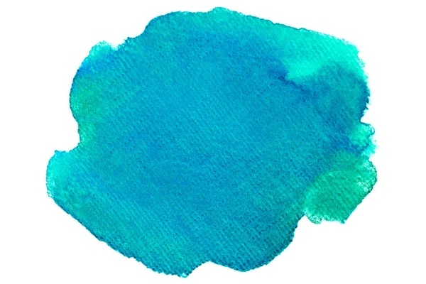 Blå Akvarell Fläck Vit Bakgrund Isolerad Akvamarin Färgad — Stockfoto
