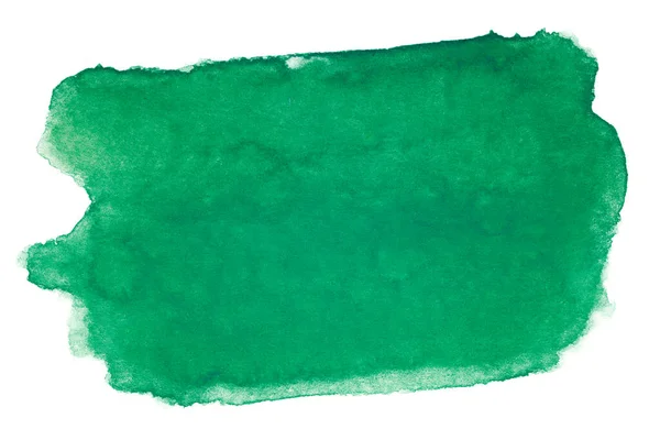 Mancha Aquarela Verde Isolado Textura Papel Fundo Branco — Fotografia de Stock