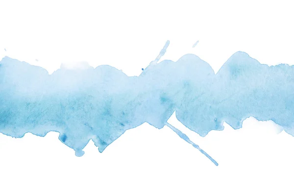 Akvarell Kék Csík Ecsetvonás Képeslap Háttér Design Fehér Texturált Papír — Stock Fotó