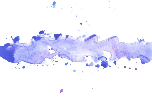 Akvarel Modrý Pruh Štětcem Tahu Pohlednice Pozadí Pro Design Bílém — Stock fotografie