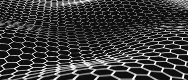 Siyah arka planda altıgen örgüsü. Soyut arkaplan