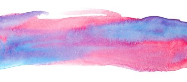 Doymuş mavi-kırmızı suluboya şerit ve doku arka planı.