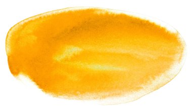 Beyaz arka planda suluboya lekesi. Tasarım için element. sarı