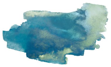 Suluboya mavi boya. beyaz arkaplanda izole edilmiş boya dokusu dokulu kağıtta.