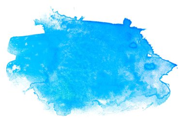 Suluboya mavi boya. beyaz arkaplanda izole edilmiş boya dokusu dokulu kağıtta.