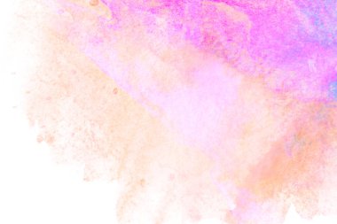 Suluboya lekeli arka plan çizimi. turuncu pembe